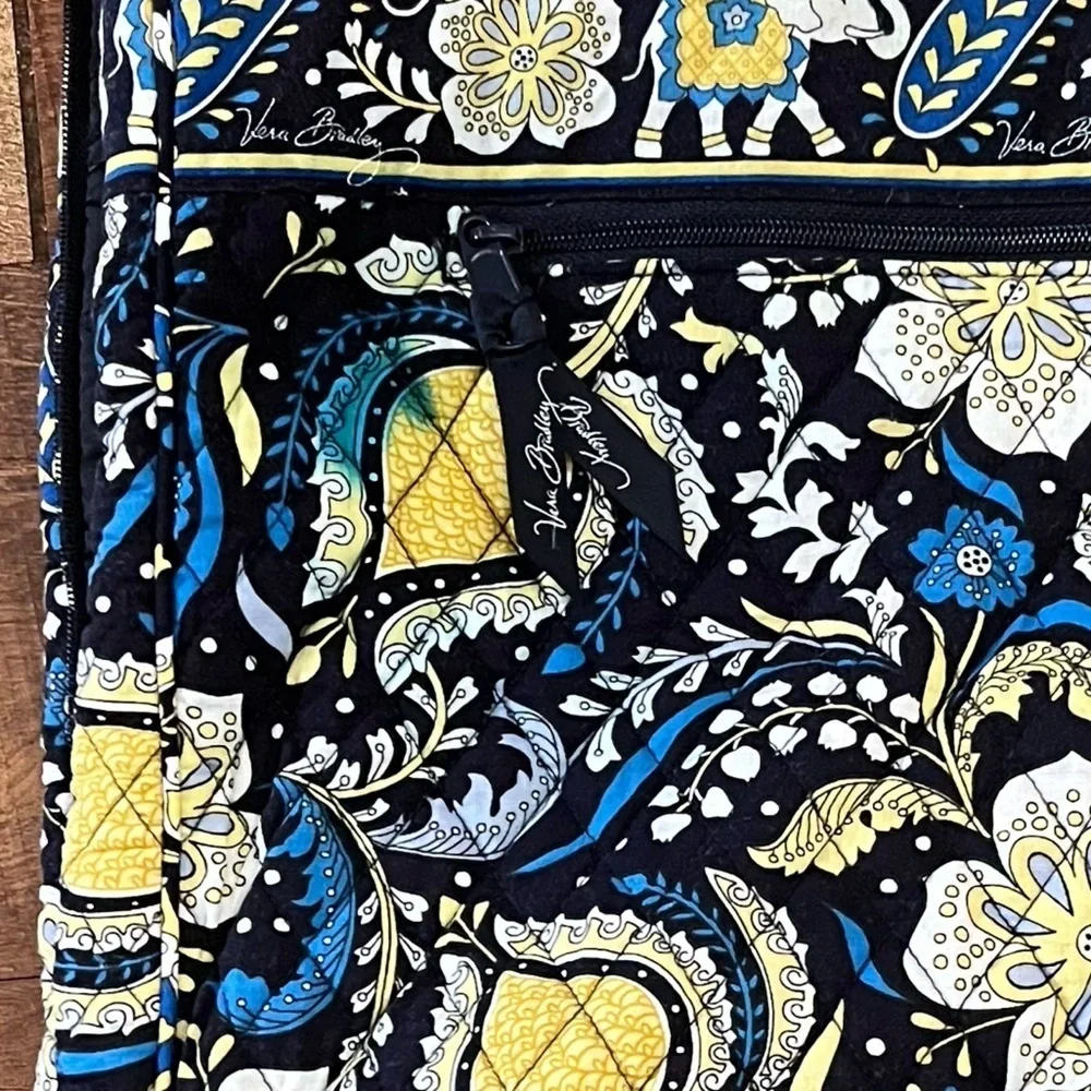 Vera bradley ellie blue yellow black laptop bag handles padded retired